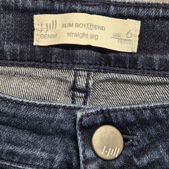J Jill Slim Boyfriend Straight Leg Ankle Jeans Womens Size 6 Petite Blue Stretch - Picture 2 of 7